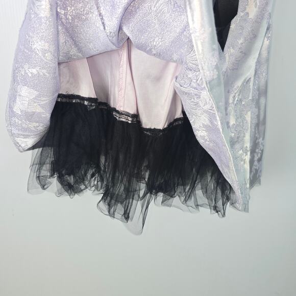 Jessica McClintock Gunne Sax Strapless Lilac Silver Jacquard Prom Party Dress - Picture 10 of 12